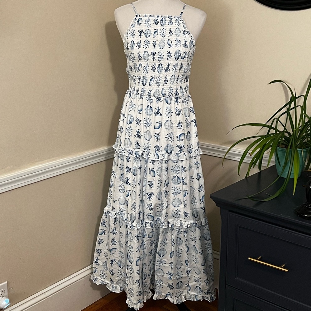Ann Taylor sz 6 Elegant Blue and White Floral Maxi Dress